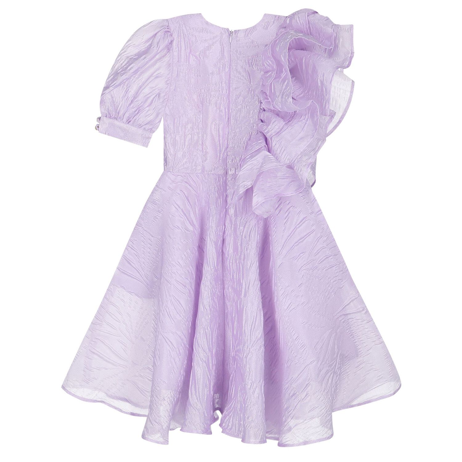 Girls Violet Ruffle Dress, 2, hi-res image number null