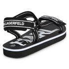 Girls Black & White Logo Sandals, 1, hi-res