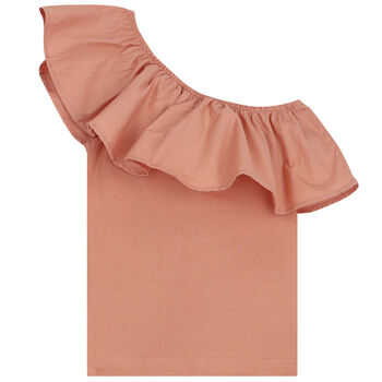 Girls Beige Ruffle Top