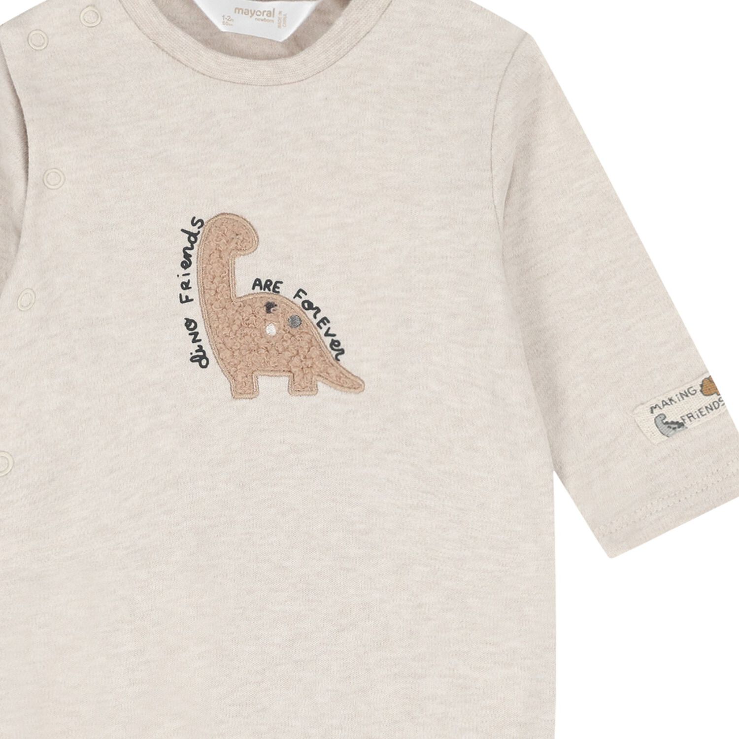 Baby Boys Ivory & Beige Dinosaur Babygrows ( 2-Pack ), 1, hi-res