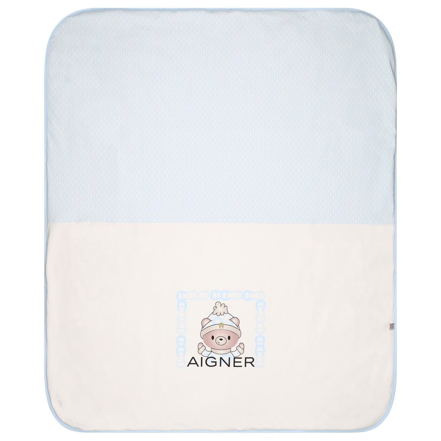 Baby Boys White & Blue Teddy Bear Logo Blanket, 2, hi-res