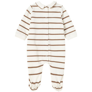 Boys Ivory & Beige Teddy Bear Babygrow