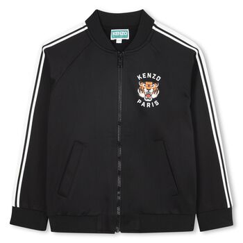 Black Tiger Logo Zip Up Top