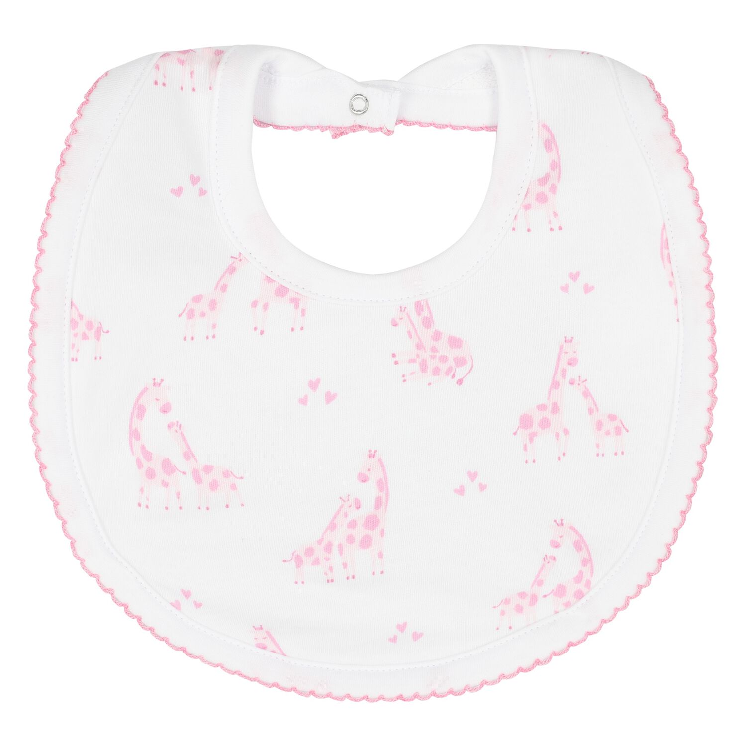 Baby Girls White & Pink Giraffe Bib, 1, hi-res image number null