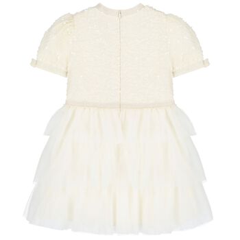 Girls Ivory Embellished Tulle Dress