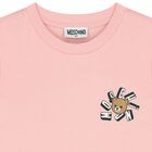 Girls Pink Teddy Bear Logo T-Shirt, 4, hi-res