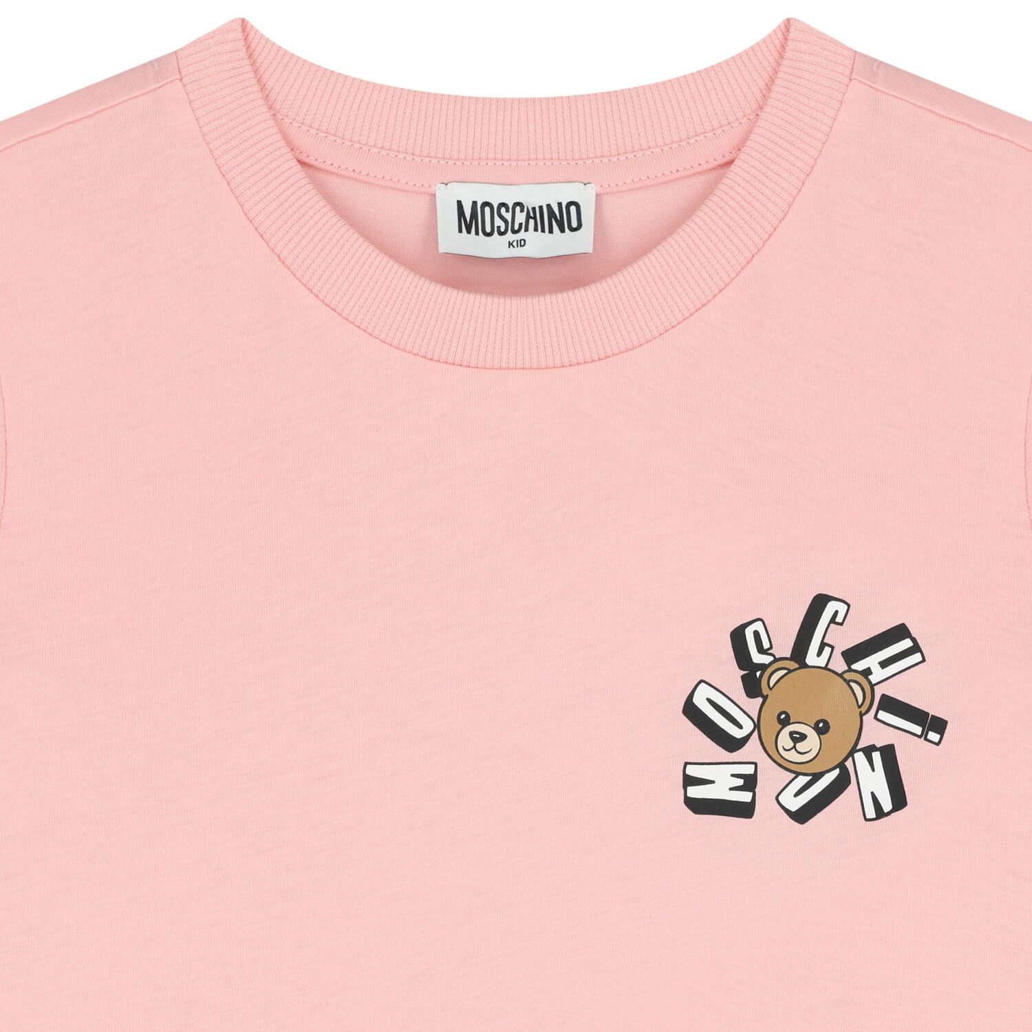 Girls Pink Teddy Bear Logo T-Shirt, 4, hi-res