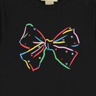 توب بنات بأكمام طويلة بالشعار باللون الأسود, 1, hi-res