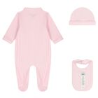 Baby Girls Pink Logo Babygrow Gift Set, 1, hi-res