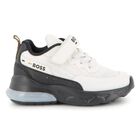 Boys White Logo Trainers, 1, hi-res