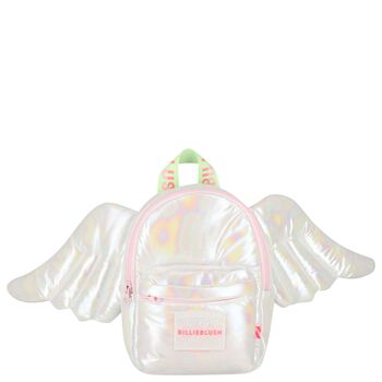 Girls Silver Iridescent Logo Backpack