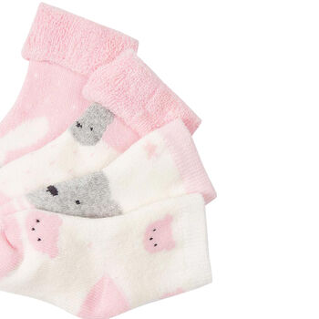 Baby Girls Pink & Ivory Socks ( 4-Pack )