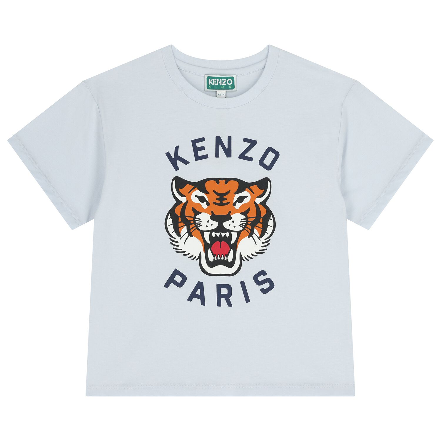 تيشيرت بنات بشعار النمر باللون الأزرق , 2, hi-res