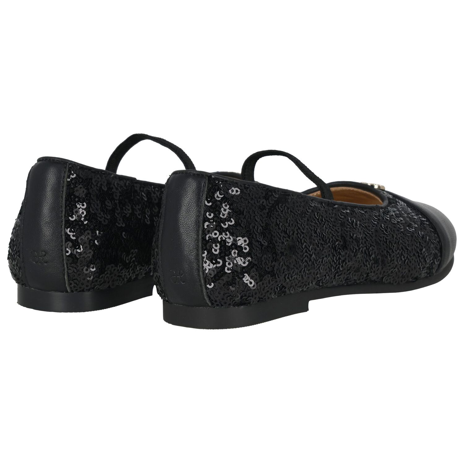 Girls Black Embellished Sequin Shoes, 1, hi-res