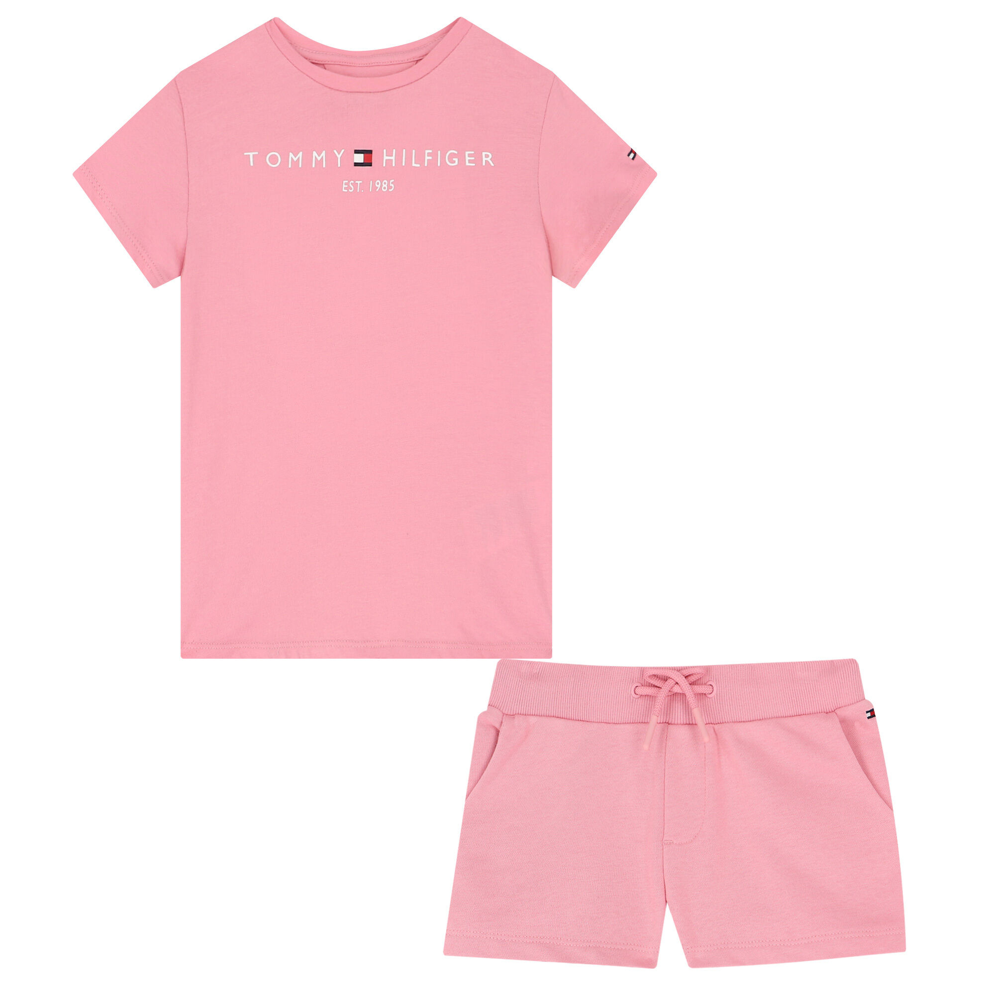 Tommy Hilfiger Girls Pink Logo Short Set Junior Couture