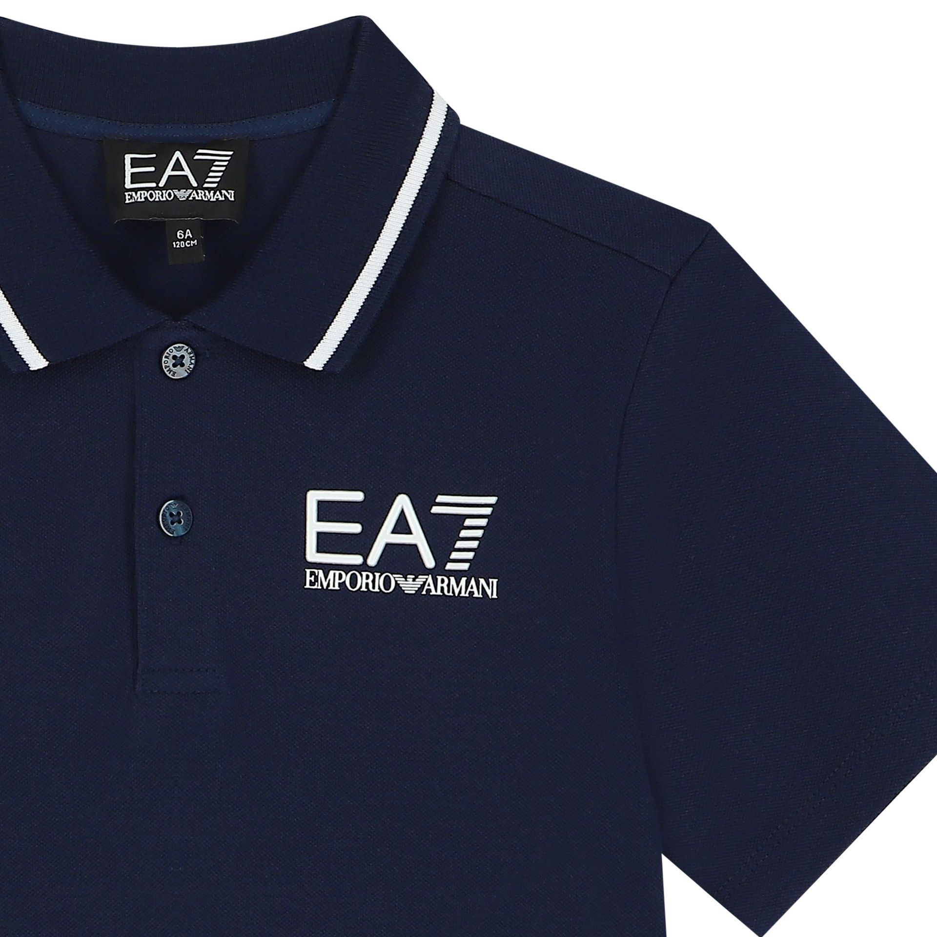 EA7 Emporio Armani Boys Navy Blue Logo Polo Shirt Junior Couture