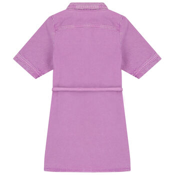 Girls Pink Logo Denim Dress