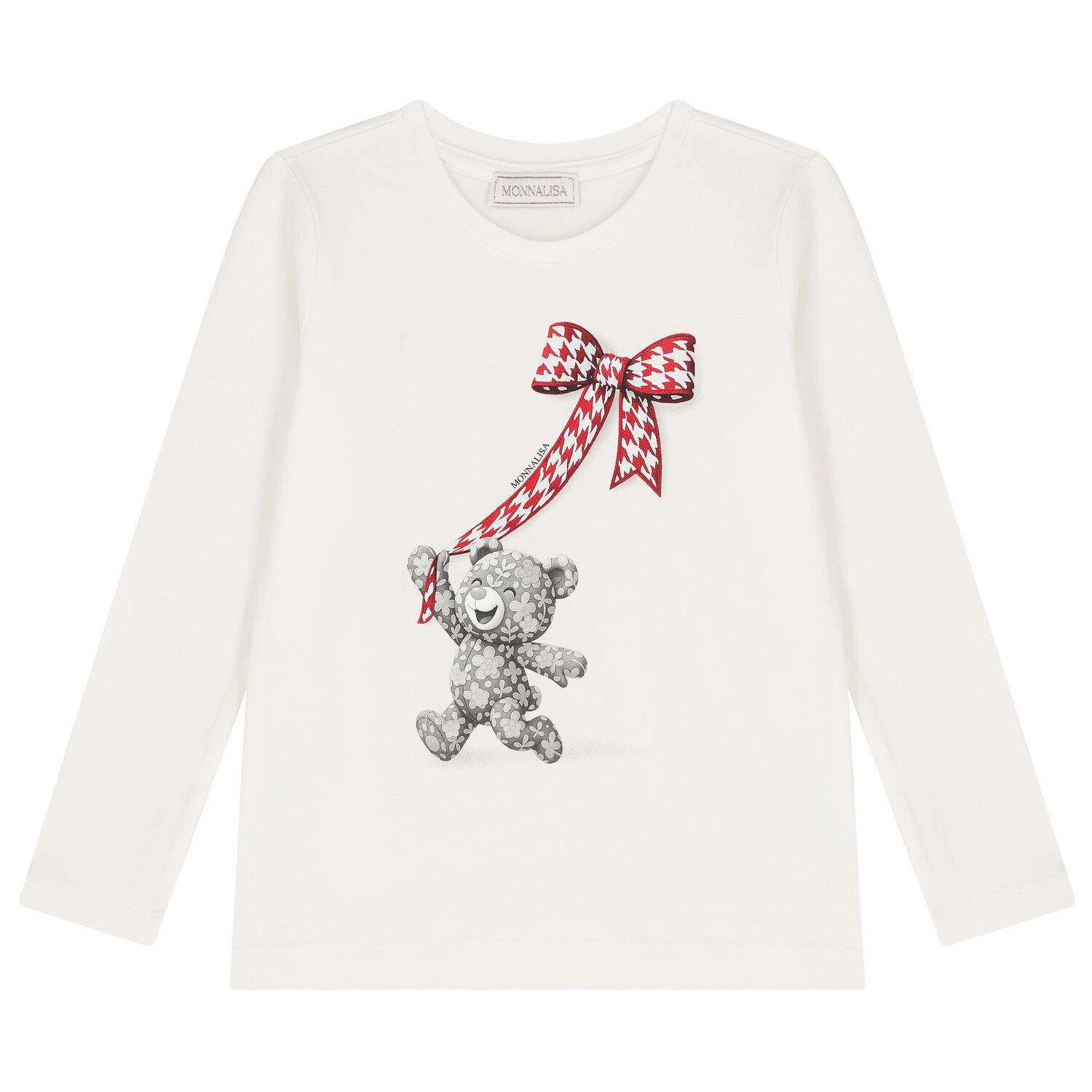 Girls White & Red Teddy Bear Skirt Set, 1, hi-res
