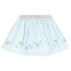 Girls White & Blue Striped Skirt Set, 2, hi-res