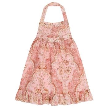 Girls Pink Floral Halter Dress