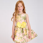 Girls Pink Floral Jacquard Dress, 1, hi-res