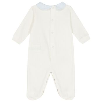 Baby Boys Ivory & Blue Babygrow