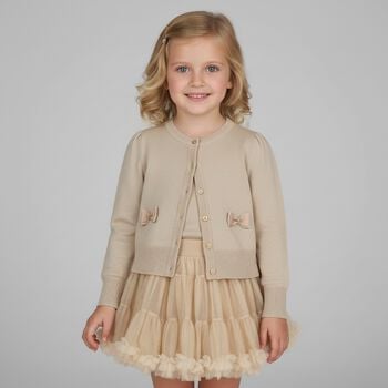 Girls Gold Bow Cardigan