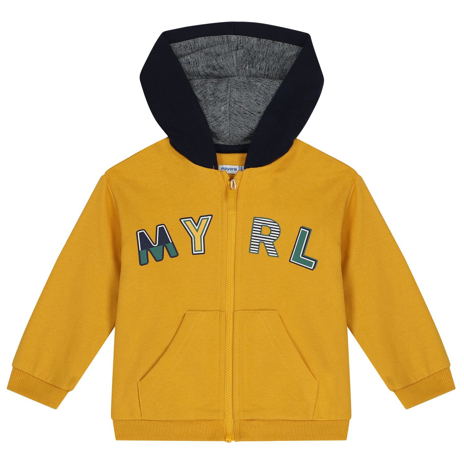 Younger Boys Navy Blue, Grey & Yellow 3 Piece Tracksuit Set, 1, hi-res