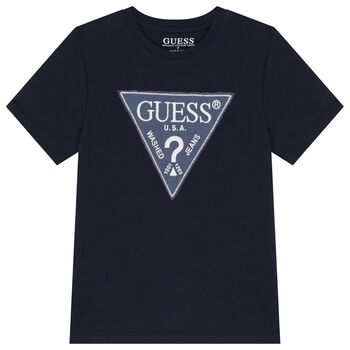 Guess Boys Navy Blue Logo T-Shirt, 2 Boys Navy Blue Logo T-Shirt