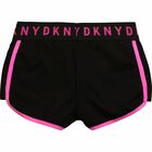 Girls Black & Pink Logo Shorts, 1, hi-res