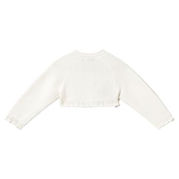 Younger Girls Ivory Knitted Cardigan