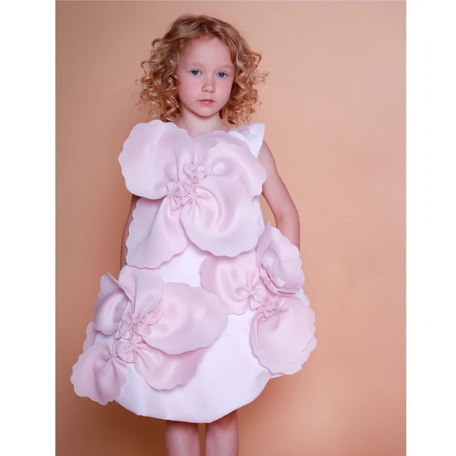 Girls Pink Scuba Flower Dress, 1, hi-res image number null