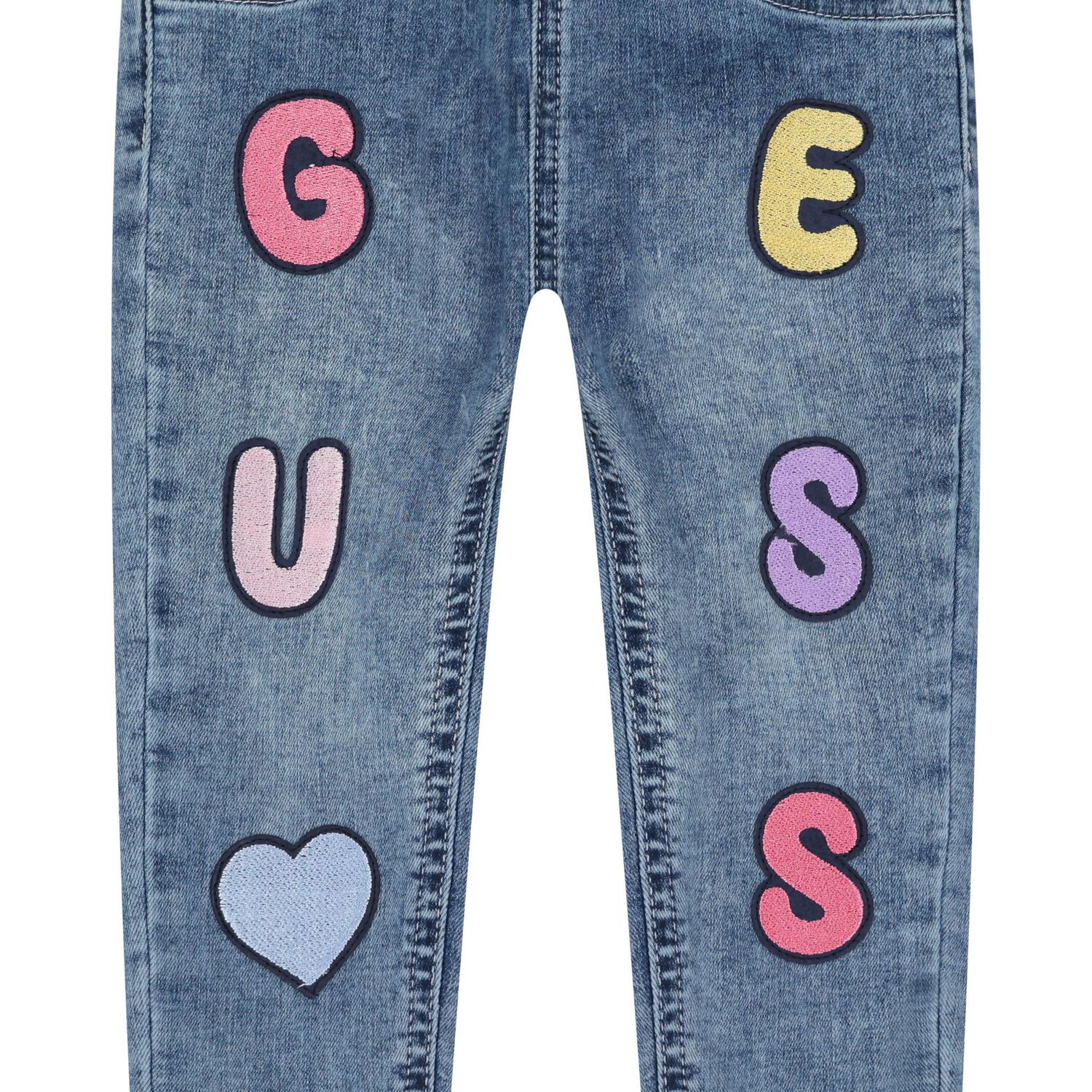 Baby Girls Blue Logo Denim Jeans, 1, hi-res image number null