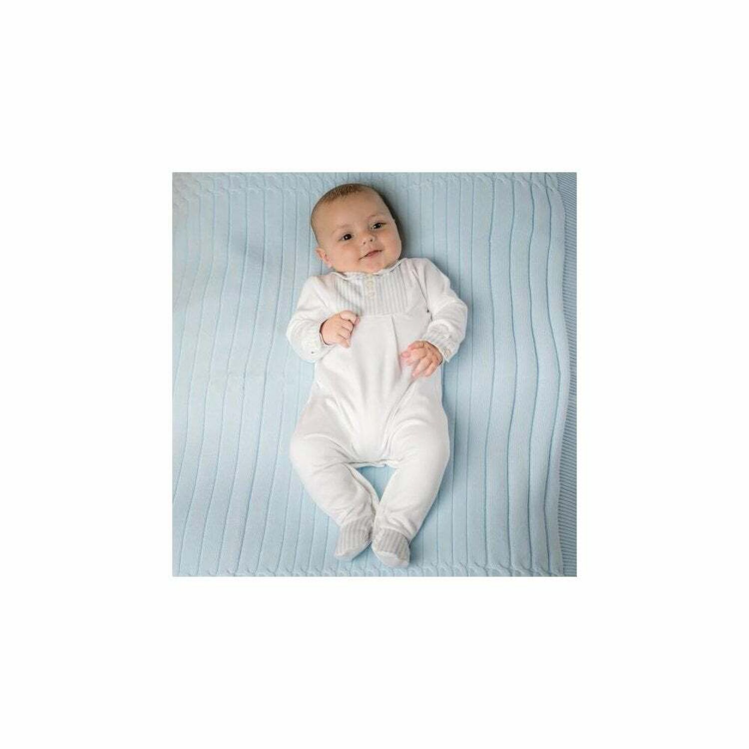 Boys White & Blue Smart Babygrow , 1, hi-res image number null