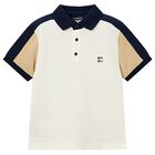 Boys White & Beige Logo Polo Shirt, 1, hi-res