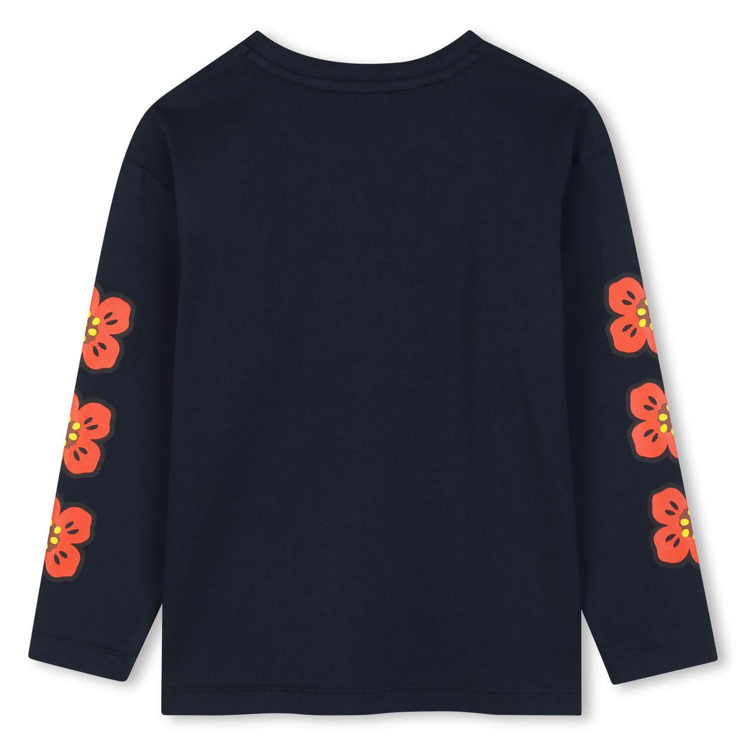 Girls Navy Blue Boke Flower Long Sleeve Top, 1, hi-res