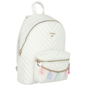Girls White Logo Backpack