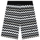 Boys Black & White Zigzag Shorts, 1, hi-res