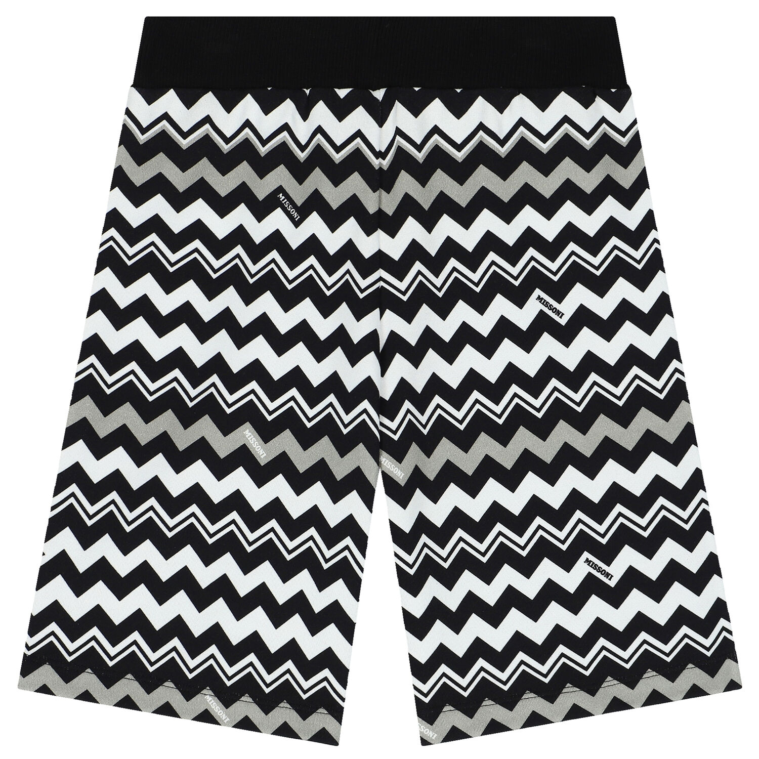 Boys Black & White Zigzag Shorts, 1, hi-res