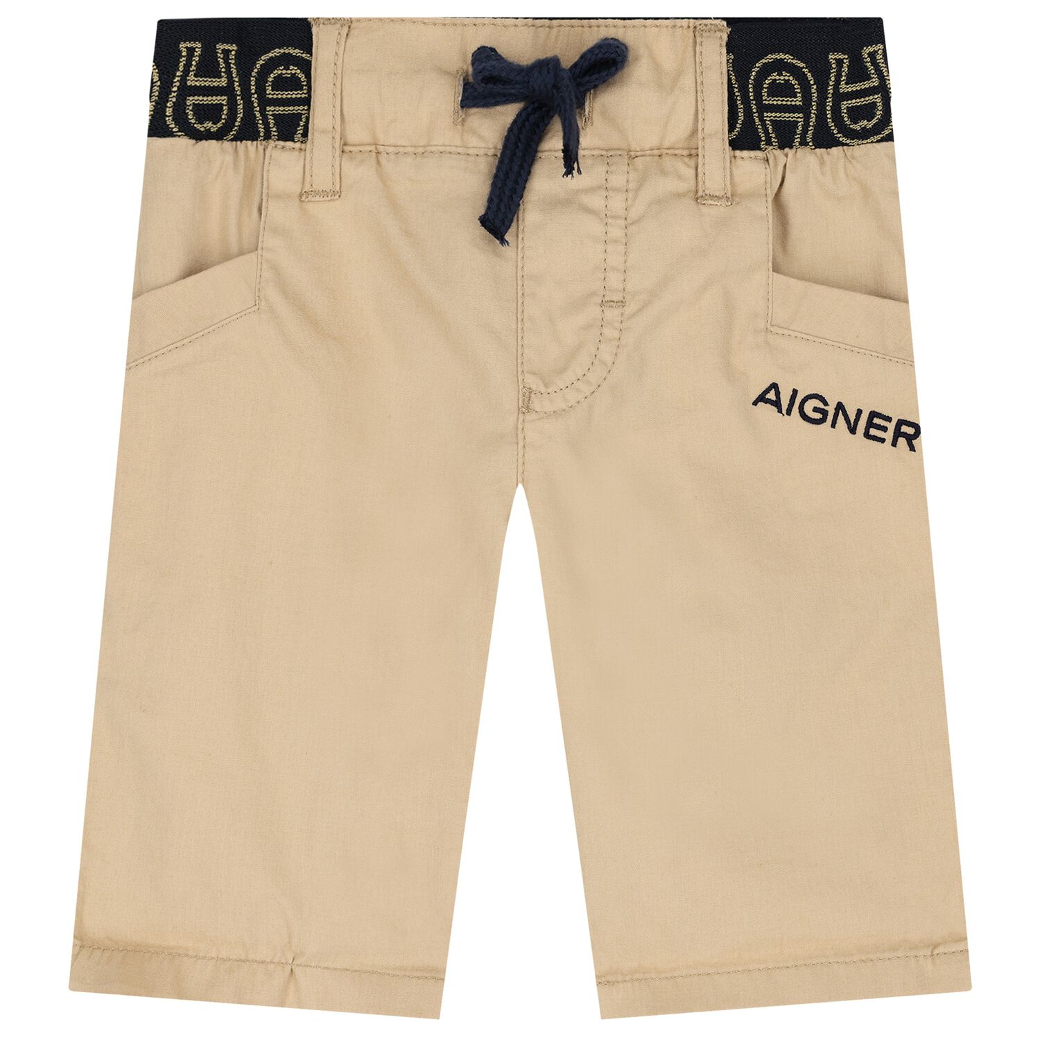 شورت أولاد بالشعار باللون البيج, 1, hi-res