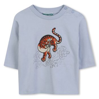 Younger Boys Blue Tiger Long Sleeve Top