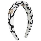 Girls Black & White Floral Padded Headband, 1, hi-res