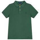 Boys Green Logo Polo Shirt , 1, hi-res