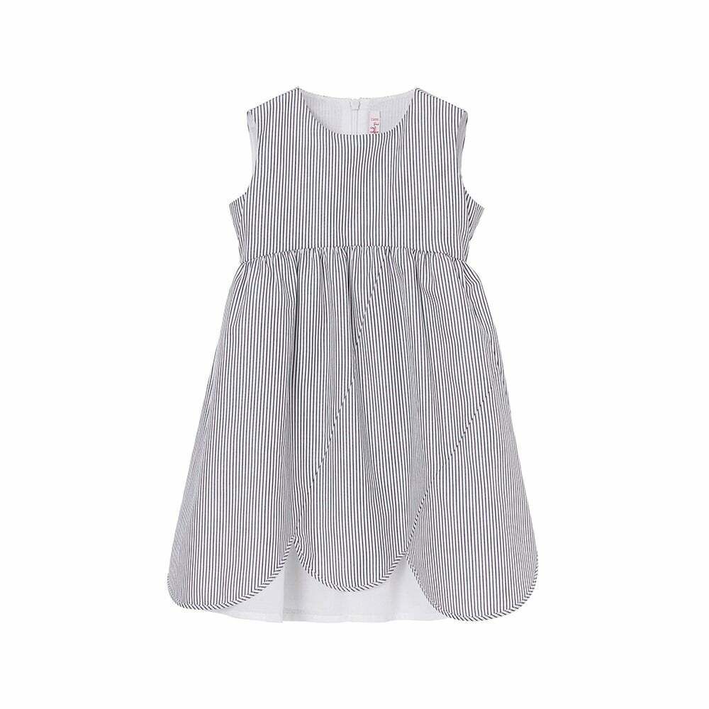 girls blue and white striped dress