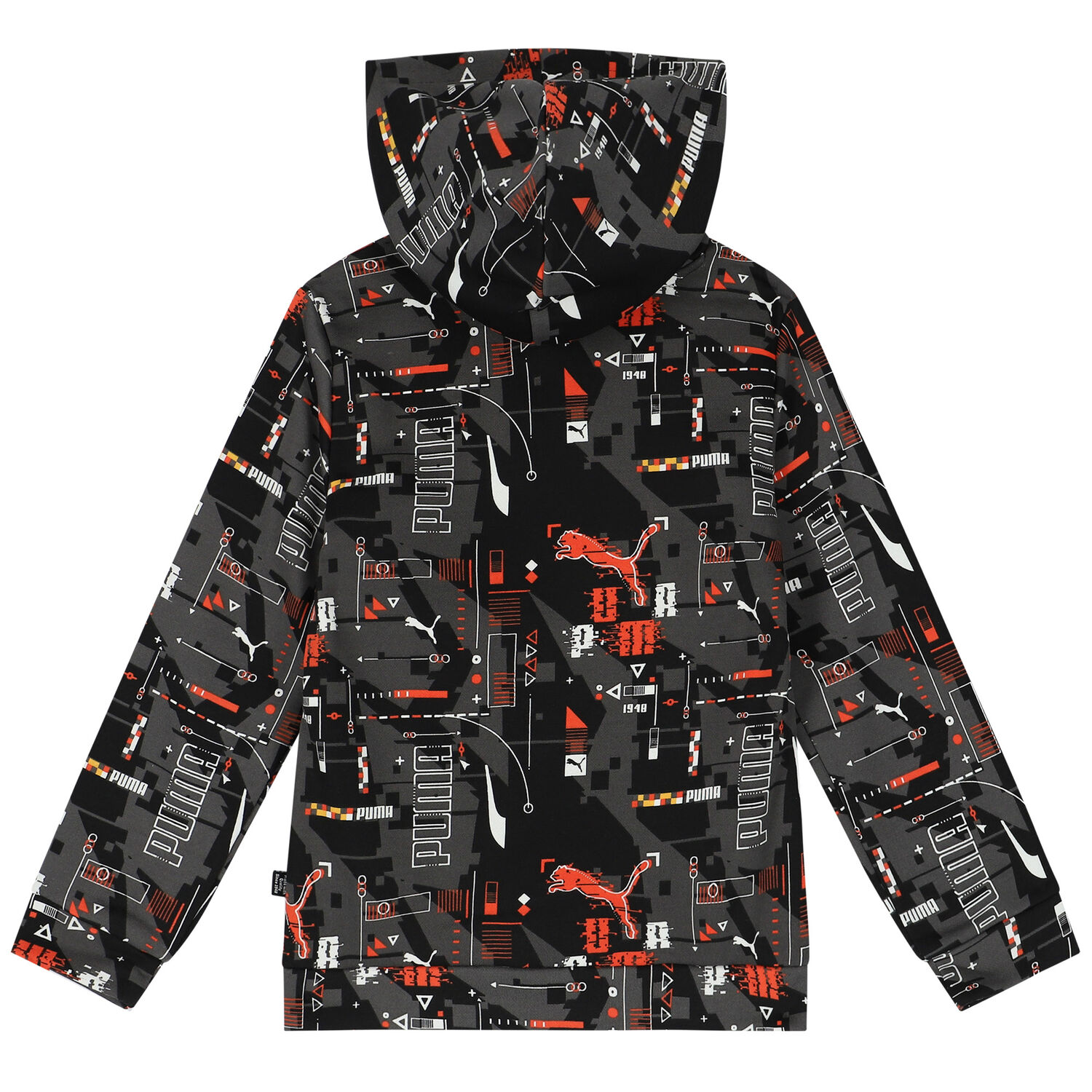 Boys Black Logo Hooded Top, 1, hi-res image number null