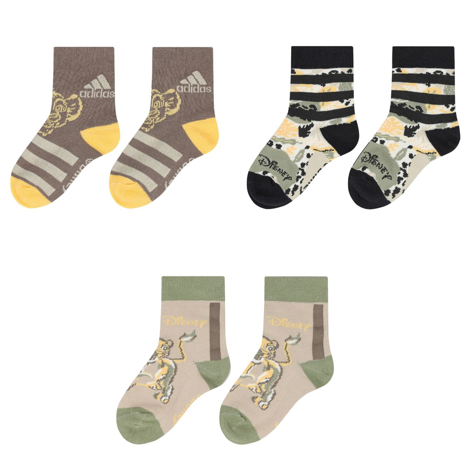 Beige, Grey & Green Logo Socks ( 3- Pack ), 1, hi-res image number null