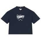 Girls Navy Blue Logo T-Shirt, 1, hi-res