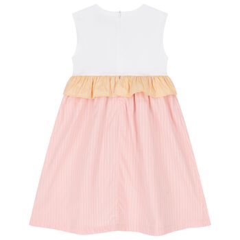Girls White & Pink Bag Dress
