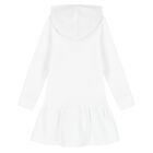 Girls White Logo Hooded Dress, 1, hi-res