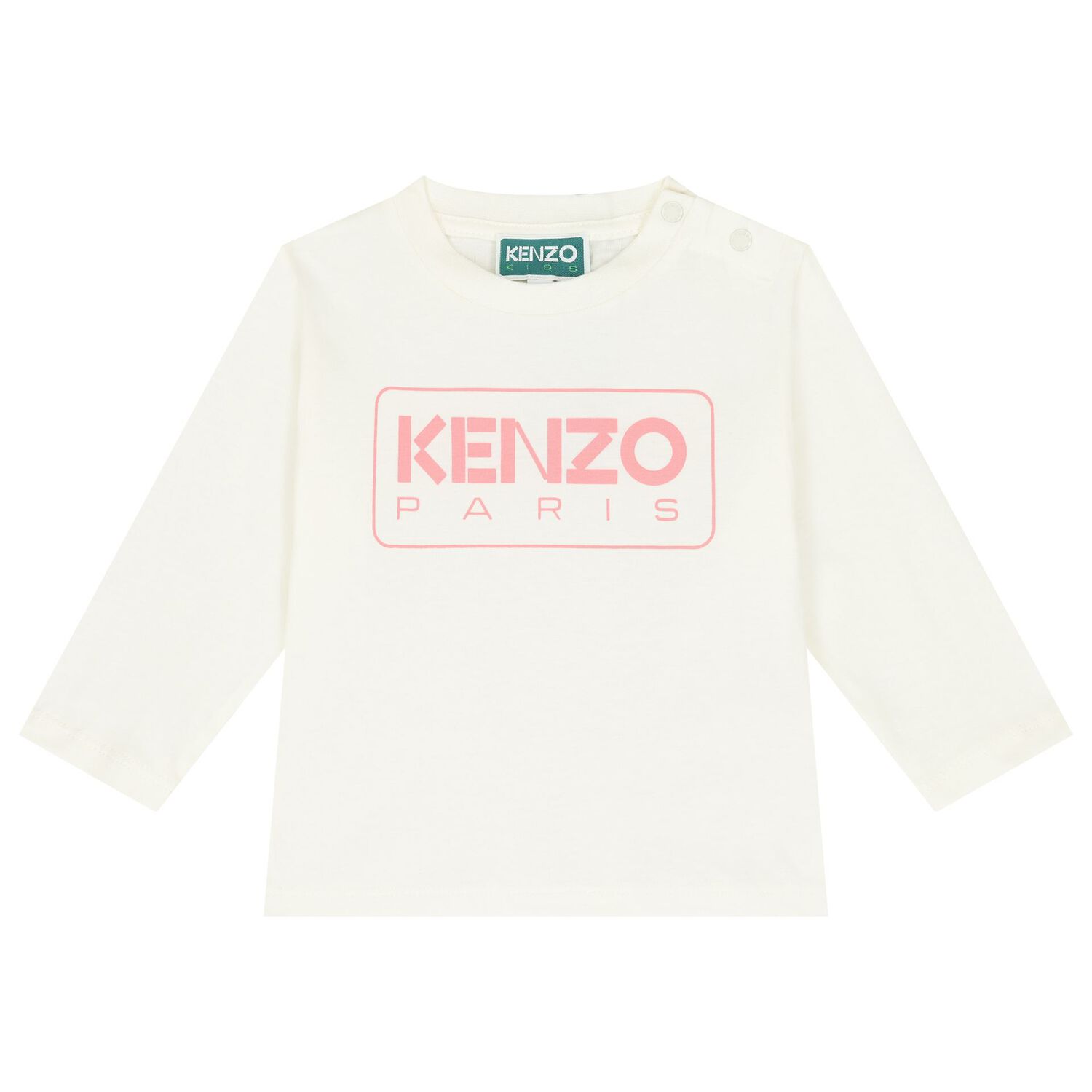 Younger Girls White Logo Long Sleeve Top, 1, hi-res